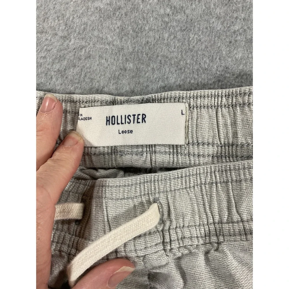 Hollister Loose Fit Cotton Drawstring Pants Mens Large Gray Elastic Waist 2499